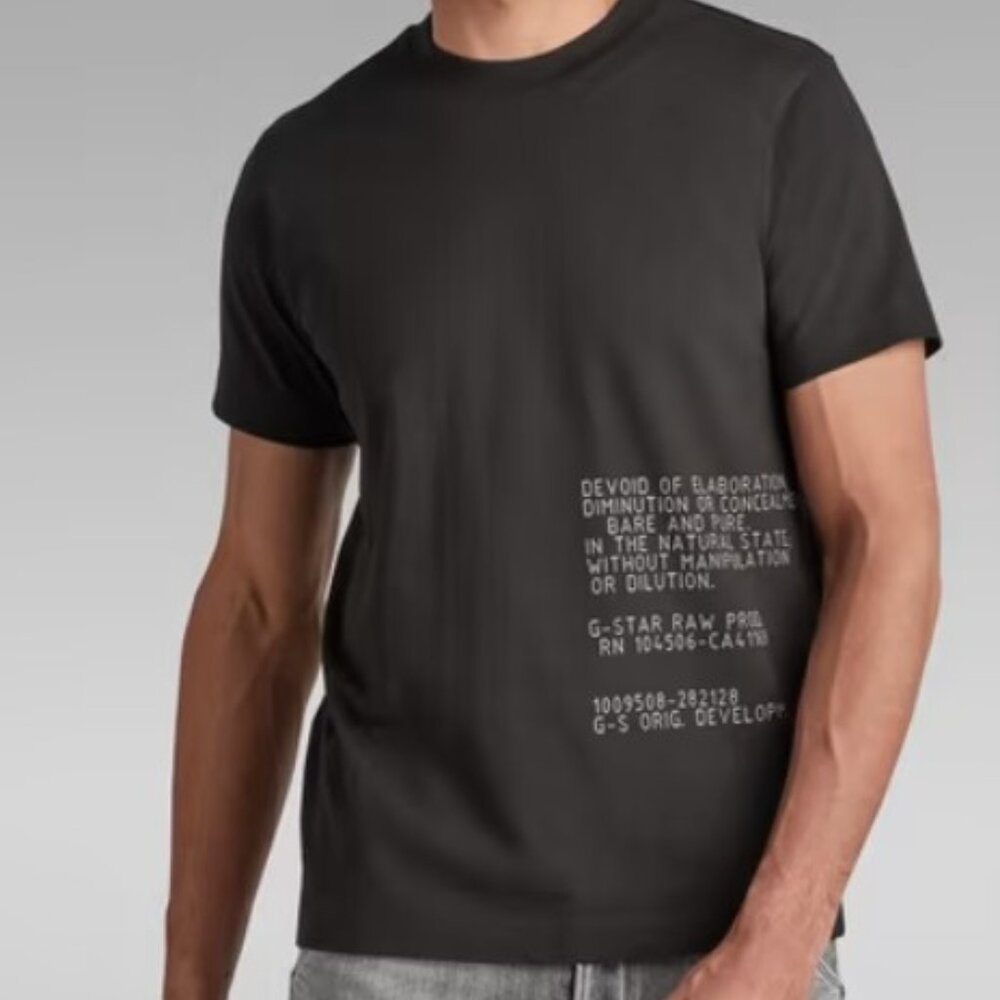 G‑Star Men's Script T‑Shirt — Text Graphic Tee, Men’s Size L
